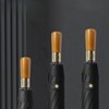 Men's Umbrella With Wooden Handle Black Automatic Open Strong Windproof