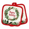 Happy Holidays Holly Greens Christmas Wreath Garland Decorative Kitchen Linen