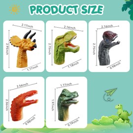 5 Pcs Dinosaur Finger Puppets Party Faovrs for Toddler and Kids 1-3 3-5 4-8, Mini Baby Finger Puppet Toys, Small Animals Finger Puppet Bulk Toys for Kids Prizes, Puppet Show Theater Props