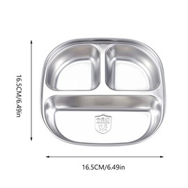Hemoton Bandejas divididas de acero inoxidable con compartimentos de 3 secciones para almuerzos, niños, control de porciones, camping, color plateado