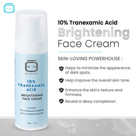 10% Tranexamic Acid Cream – 1 fl oz / 30ml – Skin Brightening Cream - Skin Moisturizer, Even Skin Tone with Coconut Oil & Vitamin E