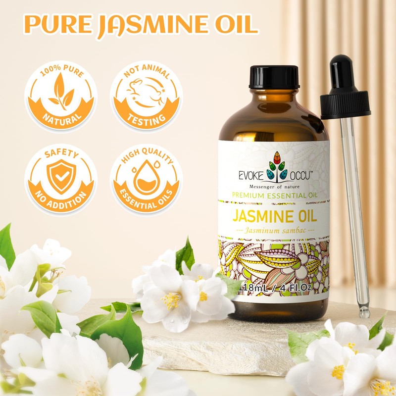 EVOKE OCCU Jasmine Essential Oil for Cleaning, Air Freshening, Relaxing,