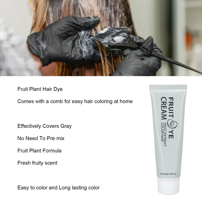2pcs Plant Fruit Hair Dye Cream Gray Hair Coverage Long