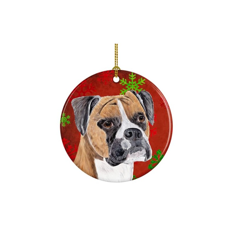 Caroline's Treasures SC9430-CO1 Boxer Red and Green Snowflakes Holiday Christmas