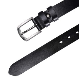 TEAMMAO Women's Leather Belt Waist Belt 110-180 cm Normal and Large Size Women's Belt Work Jeans Belt 35 mm Width with Gift Box, black
