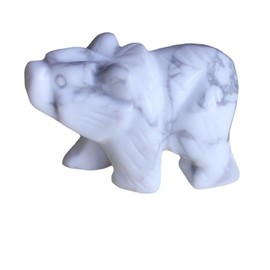 HLbshi Hand Carved Gemstone Crystal Bear Figurine Animal Statue Carving Office Home Decor 1.5'' (White Turquoise)