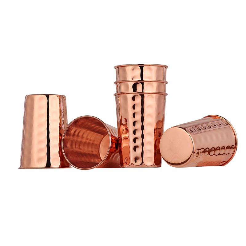 ANCIENTIMPEX Set of 6 Pure Copper Hammered Tumblers, 350ml Capacity