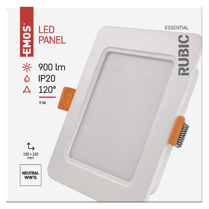 EMOS LED Panel 9W Square 900lm Ceiling Light Recessed Ceiling