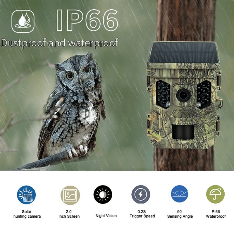Wildlife Camera Solar Energy Trail Cam 4K with 1080P Night
