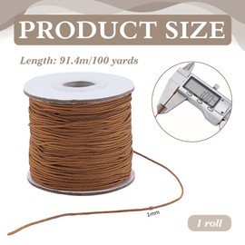 PH PandaHall 91m Nylon String 1mm Beading Thread Blind Bracelet String Lift Shade Cord Braided Strings for Bracelet Wind Chime Making Chinese Knot Crafting, Camel Color