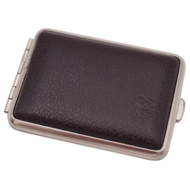 GERMANUS Pill Box Tablet Dispenser for Mints, Made in Germany, Brown Leather