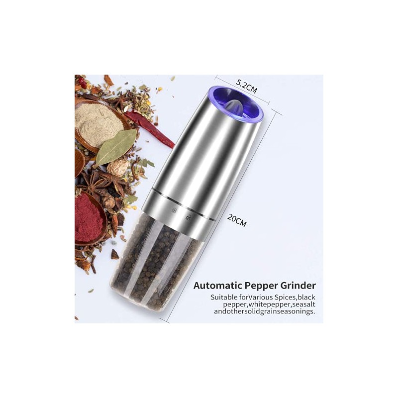 Gravity Electric Pepper and Salt Grinder Set - Adjustable Coarseness