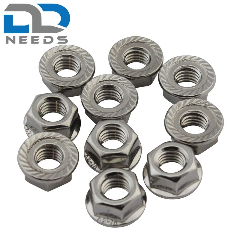 D2D Pack of 10 Flange Nuts with Locking Toothing Size:
