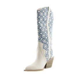 Dolce Vita Women's NAVENE Western Boot, Blue Floral Fabric, 7