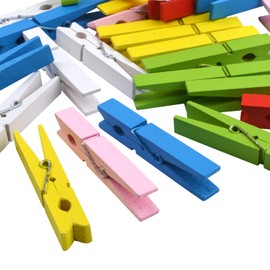 30 Pieces Large Wooden Clips, 2.9 Inch Colorful Photo Paper Clip Clothespins Clothes Pegs Pins- Assorted Colors