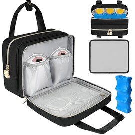 Wearable Breast Pump Bag with Cooler Compartment Compatible with Momcozy M5/S12 Pro, Elvie & Medela Pump in Style, Carrying Case with a Ice Pack & Waterproof Mat for Breast Pump and Accessories, Black