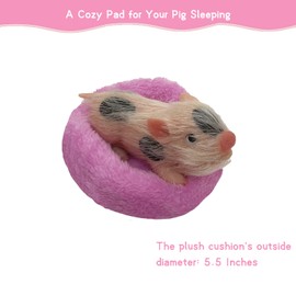 VOLOBE Silicone Piglet, 5 Inches Soft Mini Realistic Piglet with Sleeping Pad Accessories for Kids Boy Girl Birthday (Tony)