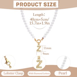 ZENGSING Initial Pearl Necklace Women's Initial Pendant Necklace for Women Adjustable A-Z Capital Initial Pendant Pearl Necklaces with Letter Pendant Christmas Gifts for Women