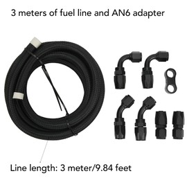 KIMISS Fuel Hose Kit, 3 Metre Swivel Fuel Hose Connection Adapter Kit AN6 Hose Connection Adapter Aluminium Nylon for Coolant Diesel Hydraulic Oil