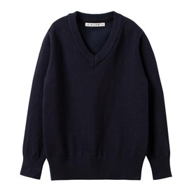 ACESTAR Boys and Girls' Uniform Cotton V-Neck Collar Sweaters Long Sleeve Pullover Knit Sweater (Navy Blue,130/5-6Years)