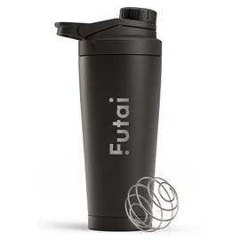 Futai Protein Shaker Pro 25.5 fl oz (750 ml) (Memory 600 ml) Water Bottle, Vacuum Insulated Sports Bottle, Stainless Steel, Dishwasher Safe with Handle