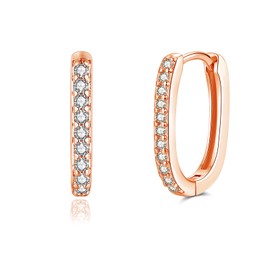 Glintara Small 925 Sterling Silver Hoop Earrings, 925 Sterling Silver Oval Hoop Earrings, Hypoallergenic Earrings, Silver Hoop Earrings, Classic Hoop Earrings with Zirconia, Cartilage Sleeping