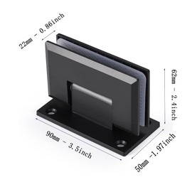 Ranbo Heavy Duty 90 Degree Shower Glass Door Hinge, Solid 5mm 304 Stainless Steel, Wall-to-Glass Mount,for 5/16"-1/2" (8mm-12mm) Frameless Doors, One-Piece Precision Cast, Matte Black, 1 PC