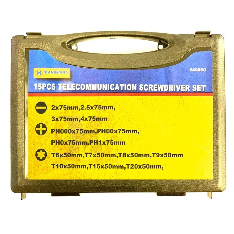 15 Pcs Telecommunication Precision Screwdriver Set Electrical Tool w/Kit Case.
