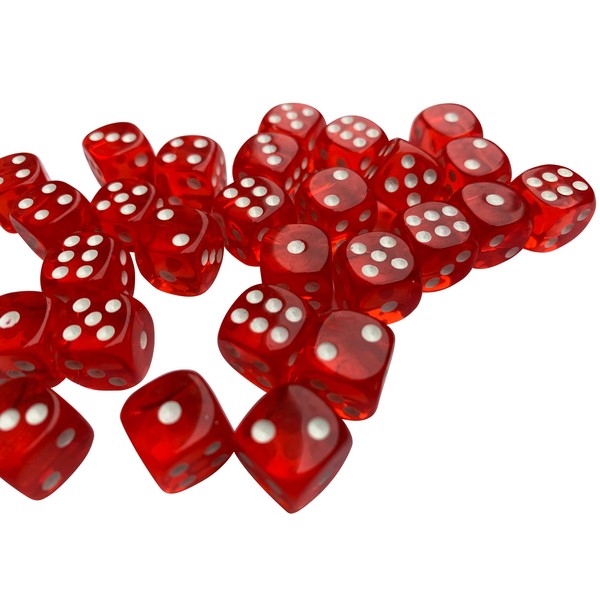 20 X 12MM TRANSLUCENT DICE (Red)