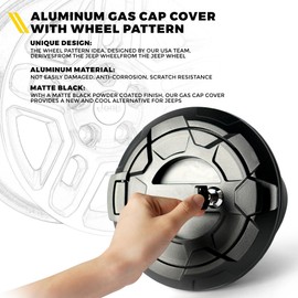 Xprite Locking Gas Tank Cap Cover Compatible with Jeep Wrangler 2018-2025 JL & JLU 2/4 Door Unlimited, Off-Road Aluminum Lock Fuel Filler Door Cover, Wheel Pattern