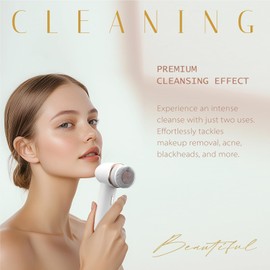 Electric Facial Cleansing Brush with Silicone and Bristle Brushheads,Gentle Electric Face Scrubber Exfoliator, Face Cleansing Brush, Face Wash Brush Machine, Rechargeable, Relief for Face Skin Issues