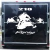 Fly Snowmobile Racing Trailer Decals Mountains Trees Stickers (White)