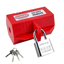 90 x 51 x 51 mm Lockable Box for Socket Lock, Red Colour Box Lockable for Socket, Lockable Box for Locking, 13 mm Wire Passage Socket Lock Lockable (1)