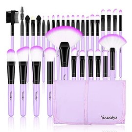 32-Piece Makeup Brushes Set – Professional Tools for Every Makeup Look Cosmetic Case Foundation Smooth - Color: purple