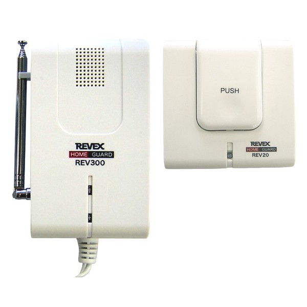Revex REV320 Wireless Transmitter and Receiver Set, Rainproof Call Button, Reception Chime, For Expansion of Nursing Care