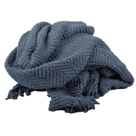 Home Soft Things Knitted Tweed Throw Blanket 60" x 80" Blue Wing Teal