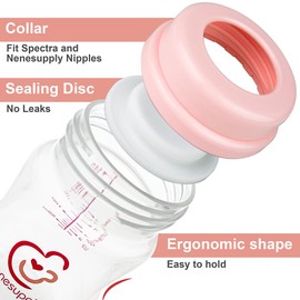 Nenesupply Storage Bottles Collection Bottles for Spectra S1 S2 Motif Luna Breast Pumps 6 pc 4.7oz 140ml with Collar and Sealing Disc. Breastmilk Storage Replace Spectra Bottles Wide-Mouth Bottles