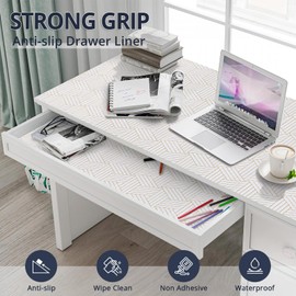 TEFOMIA Drawer and Shelf Liner, Non-Adhesive Cabinet Liners, Strong Grip Drawer Protector Liners for Kitchen Cabinets Waterproof mats for Cupboards Shelves Bathroom Dresser, 11.8in x 10ft