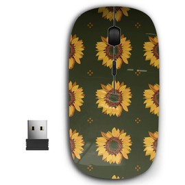 2.4G Ergonomic Portable USB Wireless Mouse for PC, Laptop, Computer, Notebook with Nano Receiver ( Floral Geometrical Sunflowers )