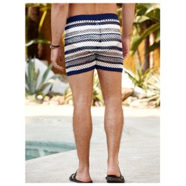 SHENHE Men's Crochet Beach Shorts Bathing Suits Hollow Out Summer Swimwear Knit Trunks Multicolor Small