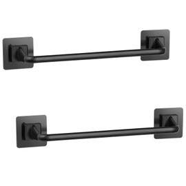 Liitrton Self Adhesive Towel Bar No Drill Hand Towel Hanger for Bathroom and Kitchen Towel Storage Self (L, Black)