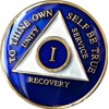 2 Year AA Medallion Metallic Blue Tri-Plate Sobriety Chip