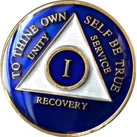 2 Year AA Medallion Metallic Blue Tri-Plate Sobriety Chip