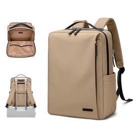 GOLF SUPAGS Imitation Leather Backpack for Women Men Multi-Functional Water-Resistant Casual Daypack for Work, Travel & College Fits 15.6 Inch Laptop (Gravel Brown)