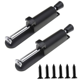 Be In Your Mind 2 x Black Spring Loaded Adjustable Heavy Duty Door Stops with Screw Fixing