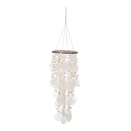 Beachcombers 8" x 23.5" Capiz Sea Shell Decorative Hanging Wind Chime All Seasons Summer Beach House Coastal Nautical Home Porch Living Room Indoor Accent Piece Decor Decoration White
