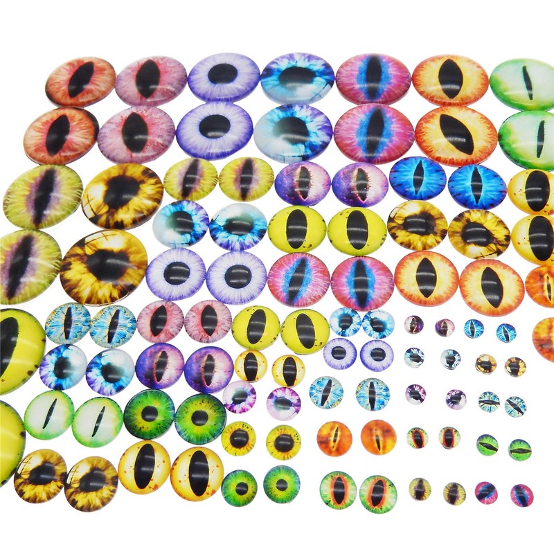 Julie Wang 100PCS/Pack Assorted Mixed Size Round Glass Dragon Eye