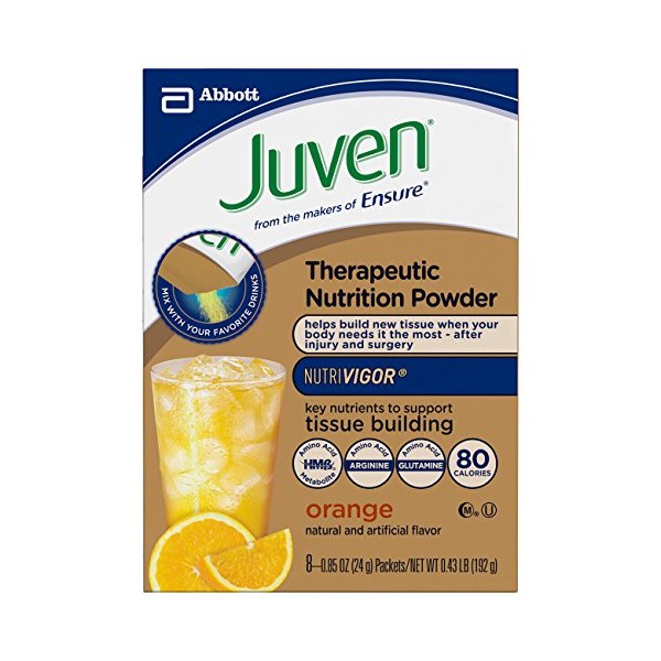 Juven Therapeutic Nutrition Drink Mix Powder to Support Wound Healing, Orange, 48 Count