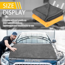 Mindsoft 2 Pcs Microfiber Car Drying Towels Large Microfiber Cleaning Cloths for Car Highly Absorbent Drying Towels 55'' x 28'' Great Thick Soft Plush Cloths Washable No Scratch Lint Free Towel