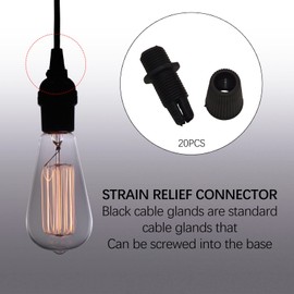 Pack of 20 Trailer Strain Relief Cable Clamp Lock Strain Relief Plastic Cord Handle Cable Lock Pull Relief Black Thread M10 Home Accessories for Wiring Pendant Light Ceiling Light